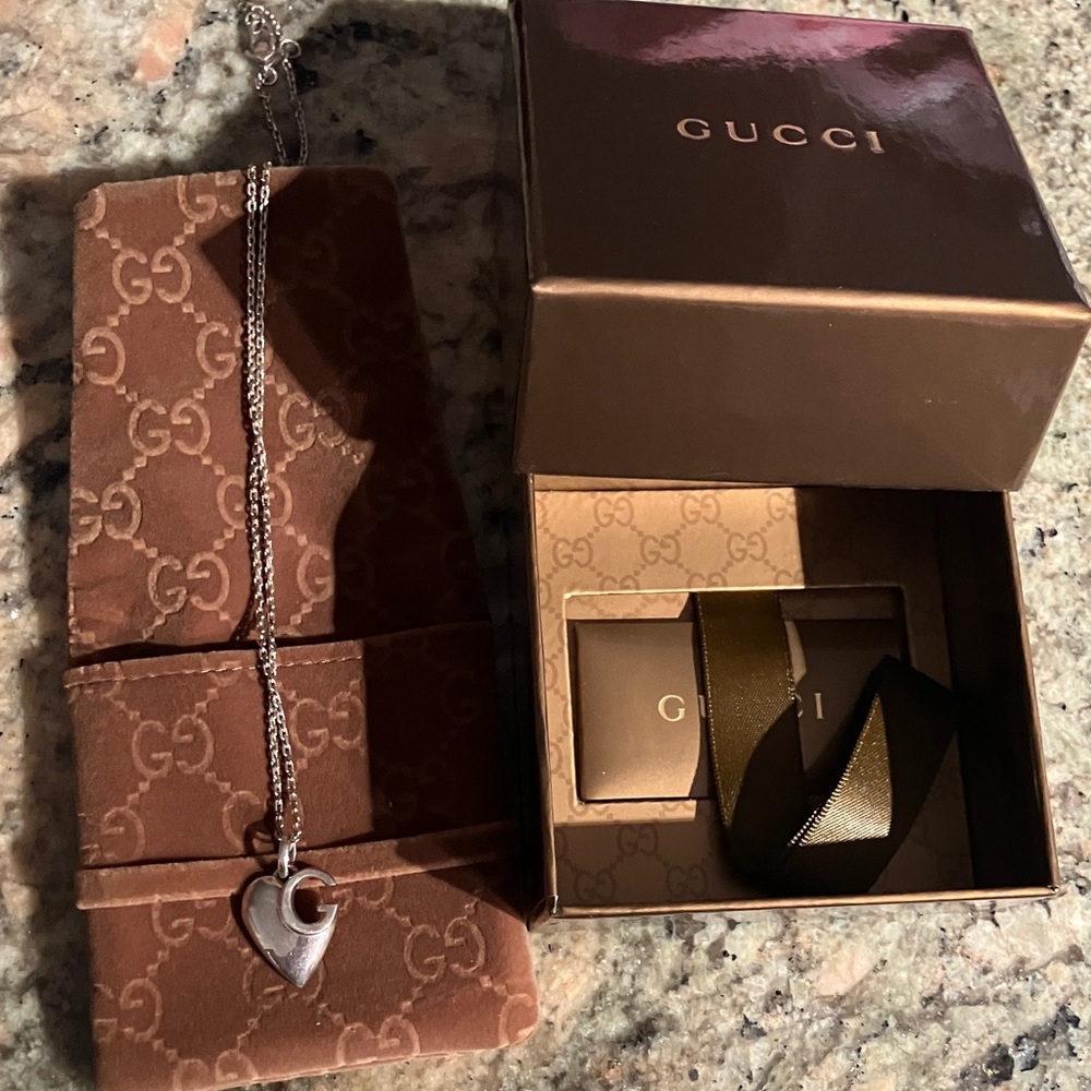 Gucci Silver Heart Pendant Necklace